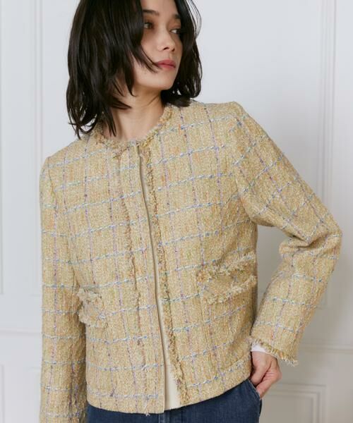 INED / イネド ノーカラージャケット | 《大きいサイズ》ノーカラーツイードジャケット《Lanificico Campore》 | 詳細9