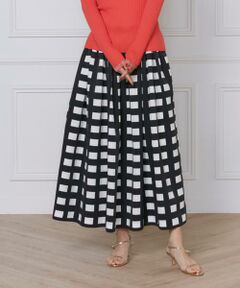 INED / イネド ミニ・ひざ丈スカート | 《大きいサイズ》ブロックチェックプリントギャザースカート