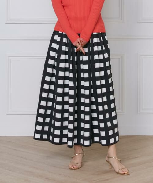 INED / イネド ミニ・ひざ丈スカート | 《大きいサイズ》ブロックチェックプリントギャザースカート | 詳細1