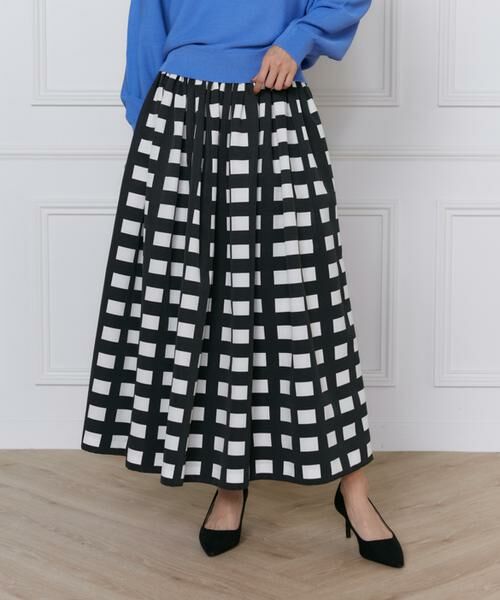 INED / イネド ミニ・ひざ丈スカート | 《大きいサイズ》ブロックチェックプリントギャザースカート | 詳細8