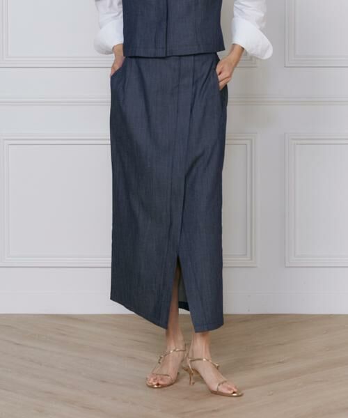 INED / イネド ミニ・ひざ丈スカート | 《大きいサイズ》デニム風スカート | 詳細1