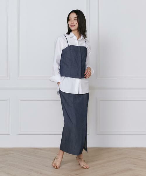 INED / イネド ミニ・ひざ丈スカート | 《大きいサイズ》デニム風スカート | 詳細5