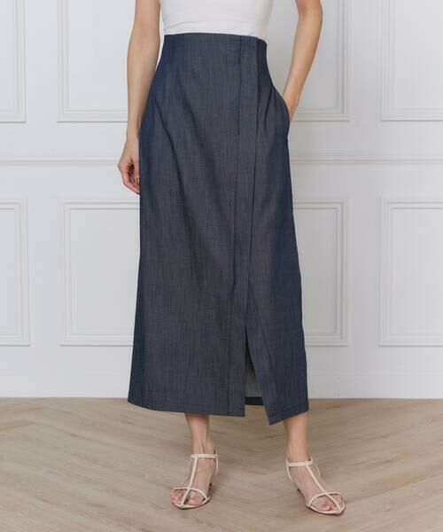 INED / イネド ミニ・ひざ丈スカート | 《大きいサイズ》デニム風スカート | 詳細9