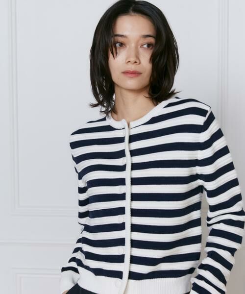 INED / イネド カーディガン・ボレロ | 《大きいサイズ》ボーダー柄カーディガン | 詳細13