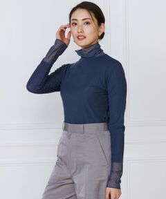 INED / イネド カットソー | チュール切り替えタートルネックカットソー