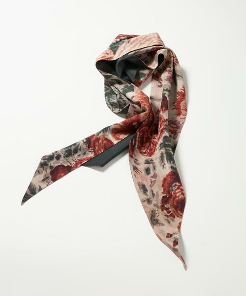 INED / イネド マフラー・ショール・スヌード・ストール | 《FAVORITE》Slim Warm Flower スカーフ《Tapis Noir》 | 詳細1