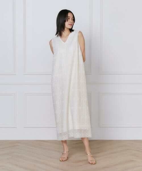 INED / イネド ミニ丈・ひざ丈ワンピース | 《大きいサイズ》幾何学柄レースドレス | 詳細2