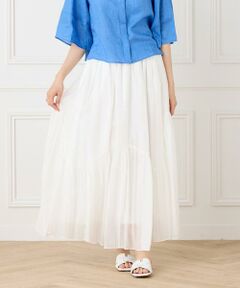 INED / イネド ミニ・ひざ丈スカート | アシンメトリー切り替えギャザースカート