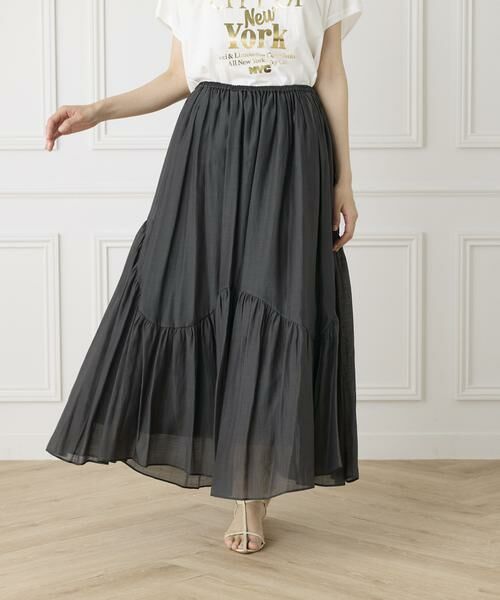 INED / イネド ミニ・ひざ丈スカート | アシンメトリー切り替えギャザースカート | 詳細11