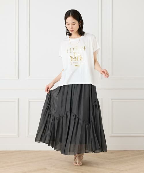 INED / イネド ミニ・ひざ丈スカート | アシンメトリー切り替えギャザースカート | 詳細3