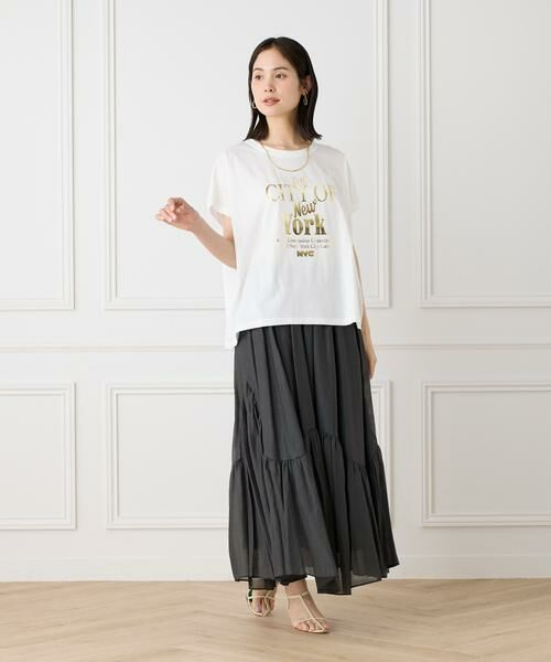 INED / イネド ミニ・ひざ丈スカート | アシンメトリー切り替えギャザースカート | 詳細6