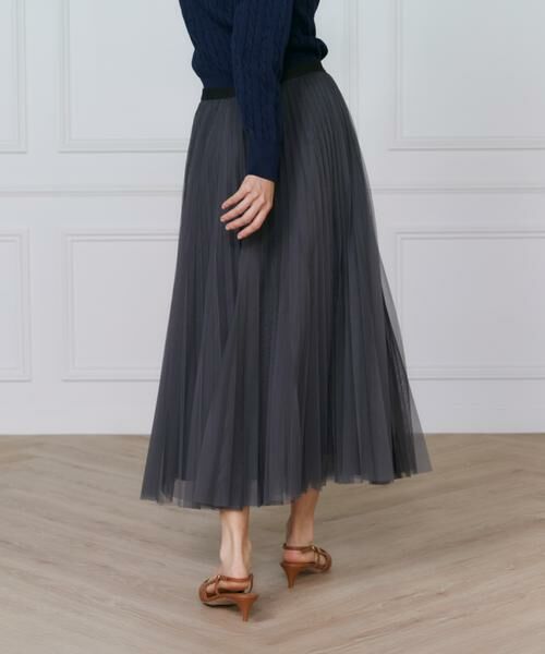 INED / イネド ミニ・ひざ丈スカート | 《大きいサイズ》チュールプリーツスカート | 詳細1