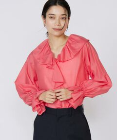 INED / イネド シャツ・ブラウス | 《大きいサイズ》シャイニーローンフリルブラウス