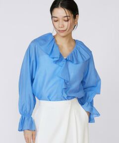 INED / イネド シャツ・ブラウス | 《大きいサイズ》シャイニーローンフリルブラウス