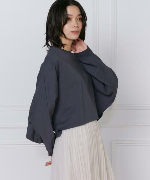 INED/イネド クロップドドルマン裏毛プルオーバー《YVON》 チャコールグレー3 09 INED/イネド クロップドドルマン裏毛プルオーバー《YVON》 チャコールグレー3 09