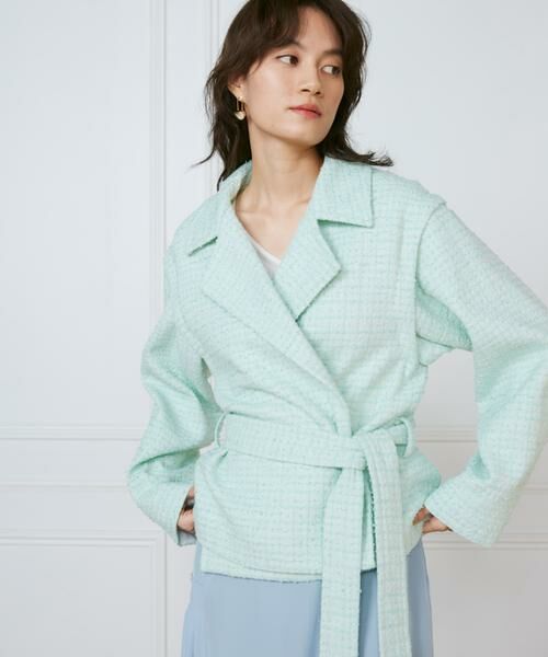INED/イネド 《大きいサイズ》ショートコート《la veille by SUPERIOR CLOSET》 ペールグリーン4 13 INED/イネド 《大きいサイズ》ショートコート《la veille by SUPERIOR CLOSET》 ペールグリーン4 13