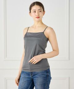 INED / イネド キャミソール・チューブトップ | スビンMIXコットンサテン切り替えキャミソール《スビン綿MIX天竺/A-GIRL’S 》