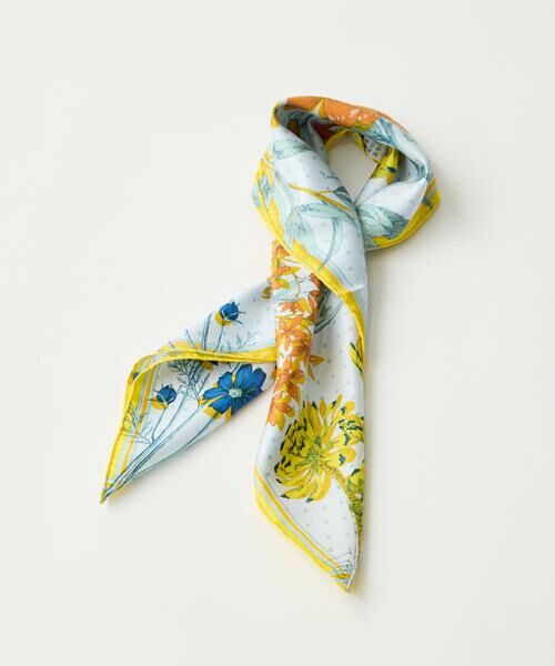 INED / イネド バンダナ・スカーフ | 《FAVORITE》シルクスカーフ　コラージュオータムガーデン《manipuri》 | 詳細1