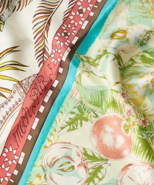 INED / イネド バンダナ・スカーフ | 《FAVORITE》ダイヤ型スカーフ　コラージュジャングルフルーツ《manipuri》 | 詳細3