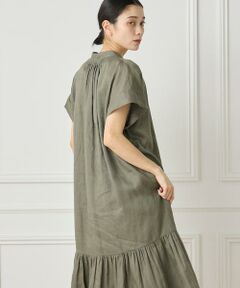 INED / イネド ミニ丈・ひざ丈ワンピース | リネンギャザーデザインワンピース
