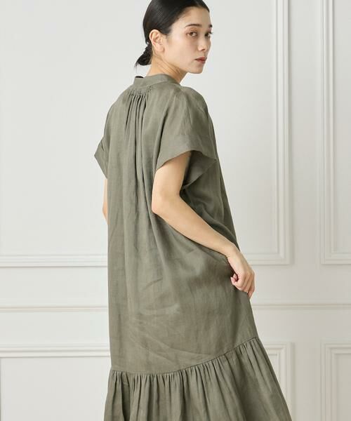 INED / イネド ミニ丈・ひざ丈ワンピース | リネンギャザーデザインワンピース | 詳細1