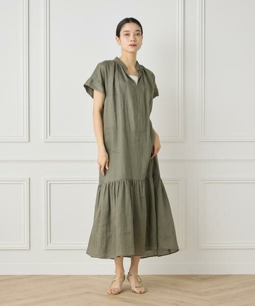 INED / イネド ミニ丈・ひざ丈ワンピース | リネンギャザーデザインワンピース | 詳細2
