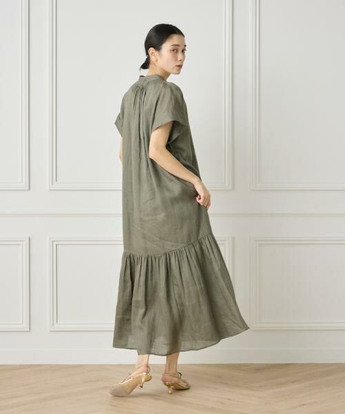 INED / イネド ミニ丈・ひざ丈ワンピース | リネンギャザーデザインワンピース | 詳細4