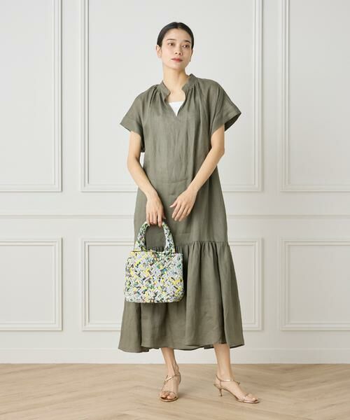 INED / イネド ミニ丈・ひざ丈ワンピース | リネンギャザーデザインワンピース | 詳細5