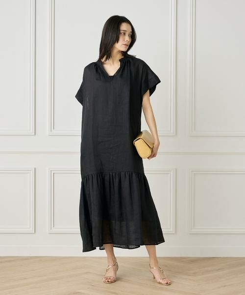 INED / イネド ミニ丈・ひざ丈ワンピース | リネンギャザーデザインワンピース | 詳細7