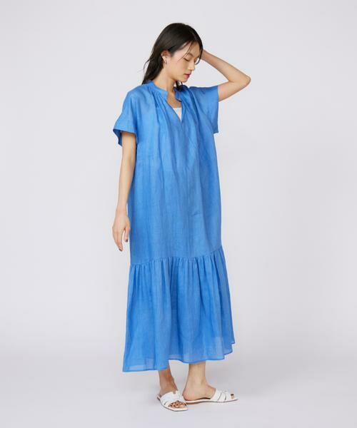 INED / イネド ミニ丈・ひざ丈ワンピース | 《大きいサイズ》リネンギャザーデザインワンピース | 詳細10