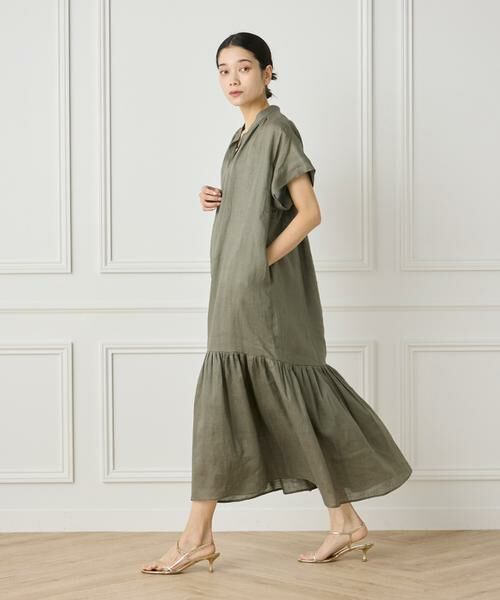 INED / イネド ミニ丈・ひざ丈ワンピース | 《大きいサイズ》リネンギャザーデザインワンピース | 詳細3