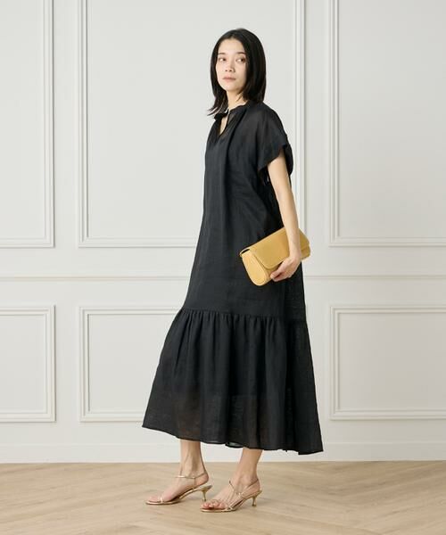 INED / イネド ミニ丈・ひざ丈ワンピース | 《大きいサイズ》リネンギャザーデザインワンピース | 詳細8