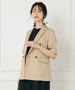 INED フレンチスリーブジャケット　ベージュ　9号　ショート　ジレ INED フレンチスリーブジャケット ベージュ 9号 ショート ジレ