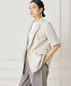 INED / イネド テーラードジャケット | 綿麻ハーフスリーブジャケット