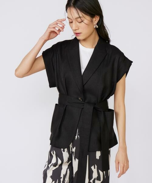 INED / イネド テーラードジャケット | フレンチスリーブジャケット(ブラック)