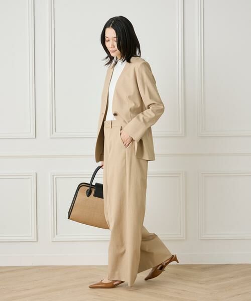 INED / イネド ノーカラージャケット | 《大きいサイズ》綿麻ノーカラージャケット | 詳細4