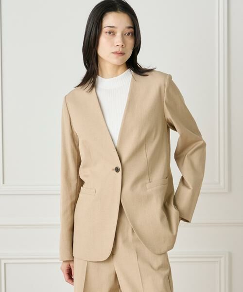 INED / イネド ノーカラージャケット | 《大きいサイズ》綿麻ノーカラージャケット | 詳細6