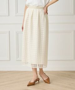 INED / イネド ミニ・ひざ丈スカート | タックレーススカート