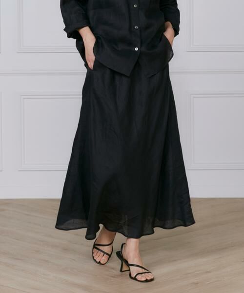 INED / イネド ロング・マキシ丈スカート | 《大きいサイズ》リネンバイヤススカート | 詳細1