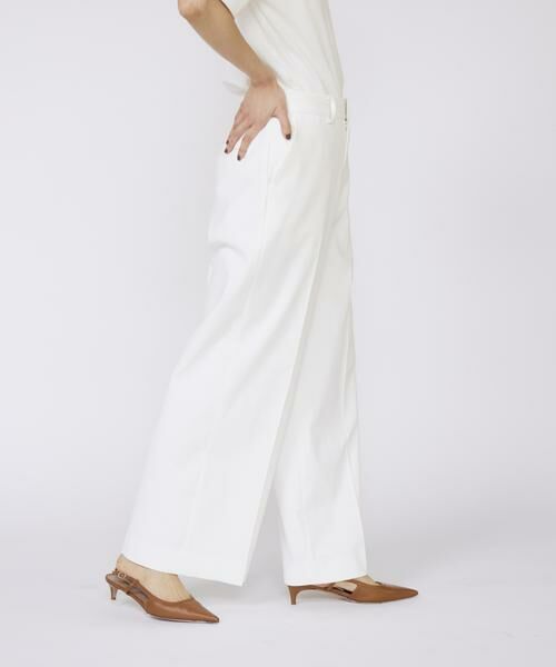INED / イネド スラックス・ドレスパンツ | シェルタリングドライ美脚ワイドパンツ(オフホワイト1)