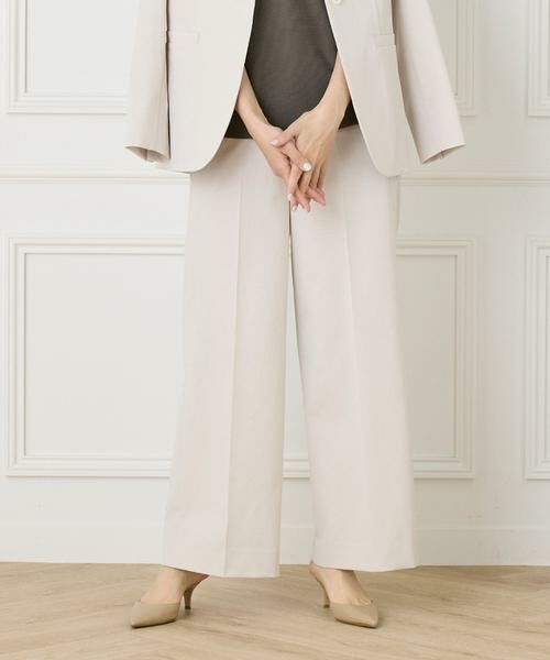 INED / イネド その他パンツ | 《大きいサイズ》綿麻セミワイドパンツ(ベージュ2)