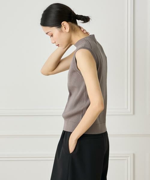 INED / イネド ベスト | ノースリーブワイドリブニット（カーキ3）