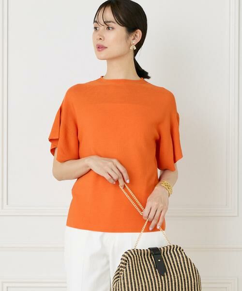 INED / イネド ニット・セーター | 《WEB限定》ガーター編みフレアスリーブサマーニット《Cuoo》（オレンジ1）