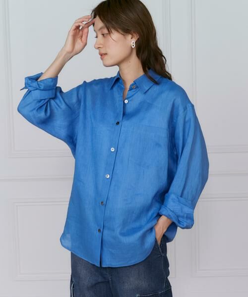 INED/イネド リネンレギュラーカラーシャツ ブルー1 09 INED/イネド リネンレギュラーカラーシャツ ブルー1 09