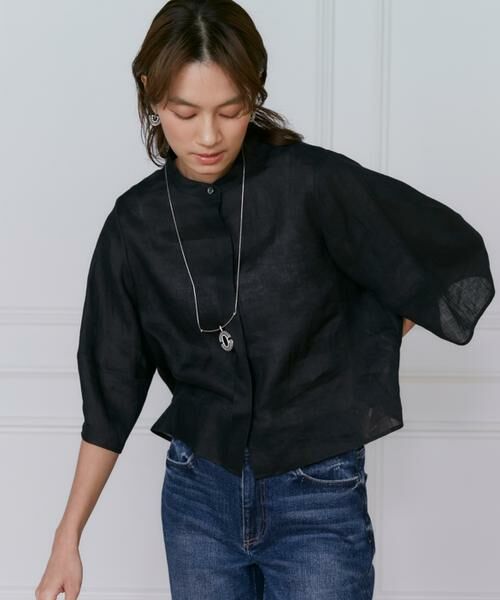 INED/イネド 《大きいサイズ》リネンコクーンスリーブブラウス ブラック 13 INED/イネド 《大きいサイズ》リネンコクーンスリーブブラウス ブラック 13
