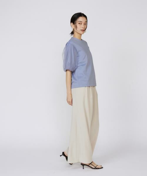 【美品】アンティパスト　カットソー　チュール袖　白　コットン and it_ カットソー レディース 長袖 七分袖 ロング Tシャツ 春