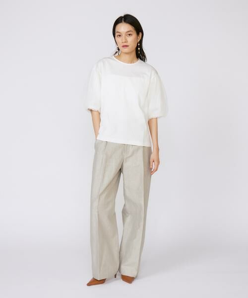 【美品】アンティパスト　カットソー　チュール袖　白　コットン and it_ カットソー レディース 長袖 七分袖 ロング Tシャツ 春