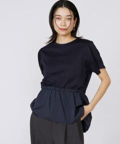 INED / イネド Tシャツ | 《大きいサイズ》ドッキングペプラムカットソー