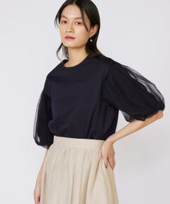 INED / イネド Tシャツ | 《大きいサイズ》袖チュールカットソー