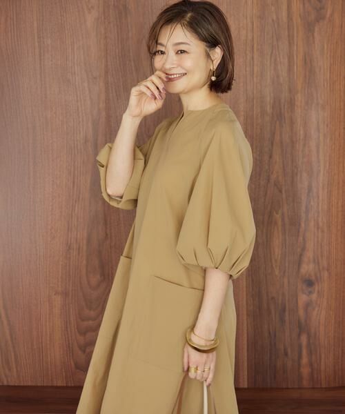 INED / イネド ミニ丈・ひざ丈ワンピース | 《三尋木奈保コラボ》ランタンスリーブワンピース | 詳細1